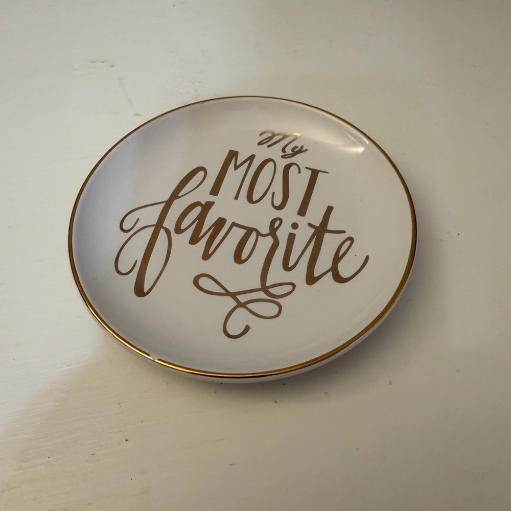 Small Gold and White Decorative Plate - for rings